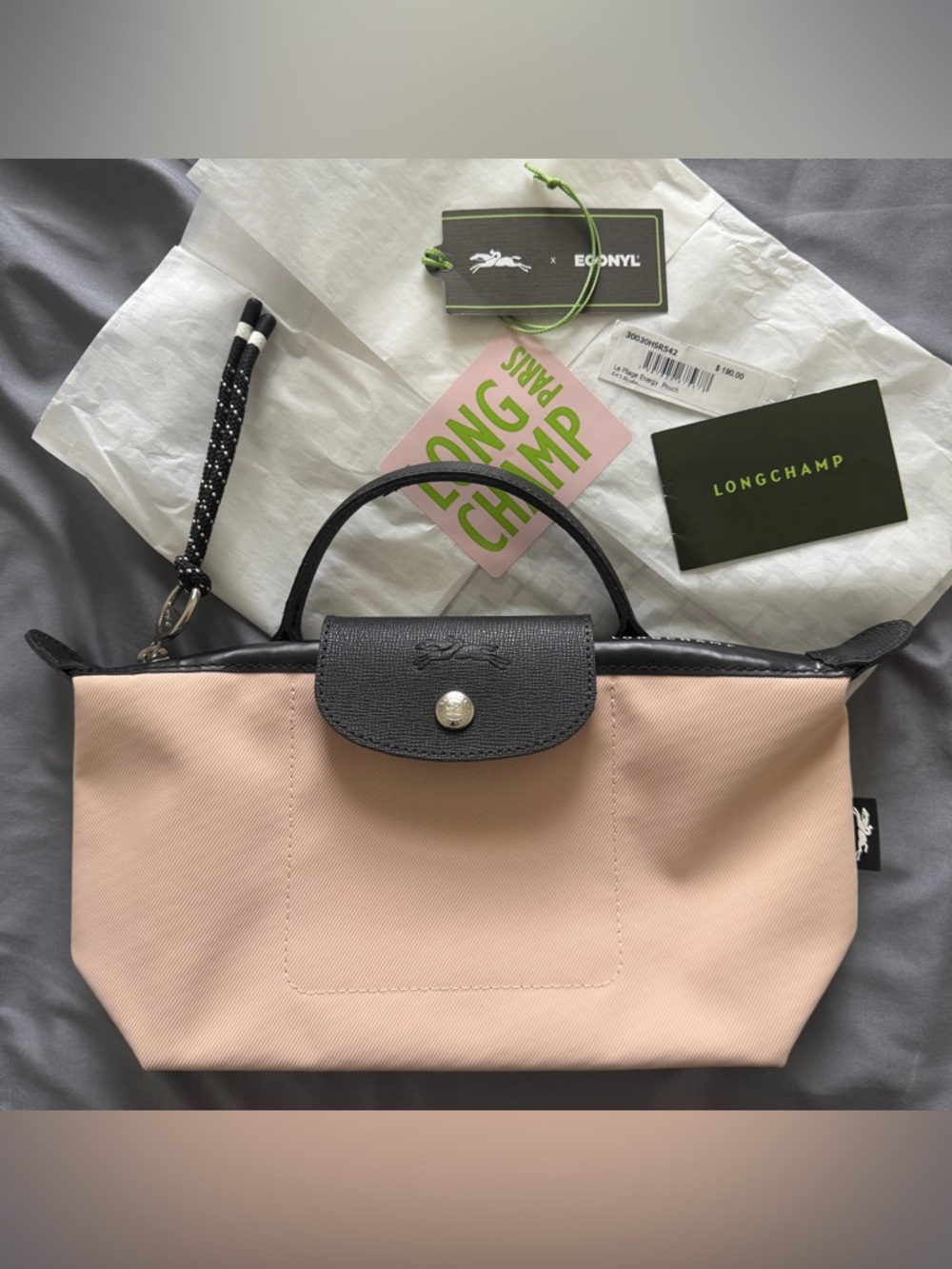 BNWT Lonchamp Le Pliage Energy Nude Pink Pouch